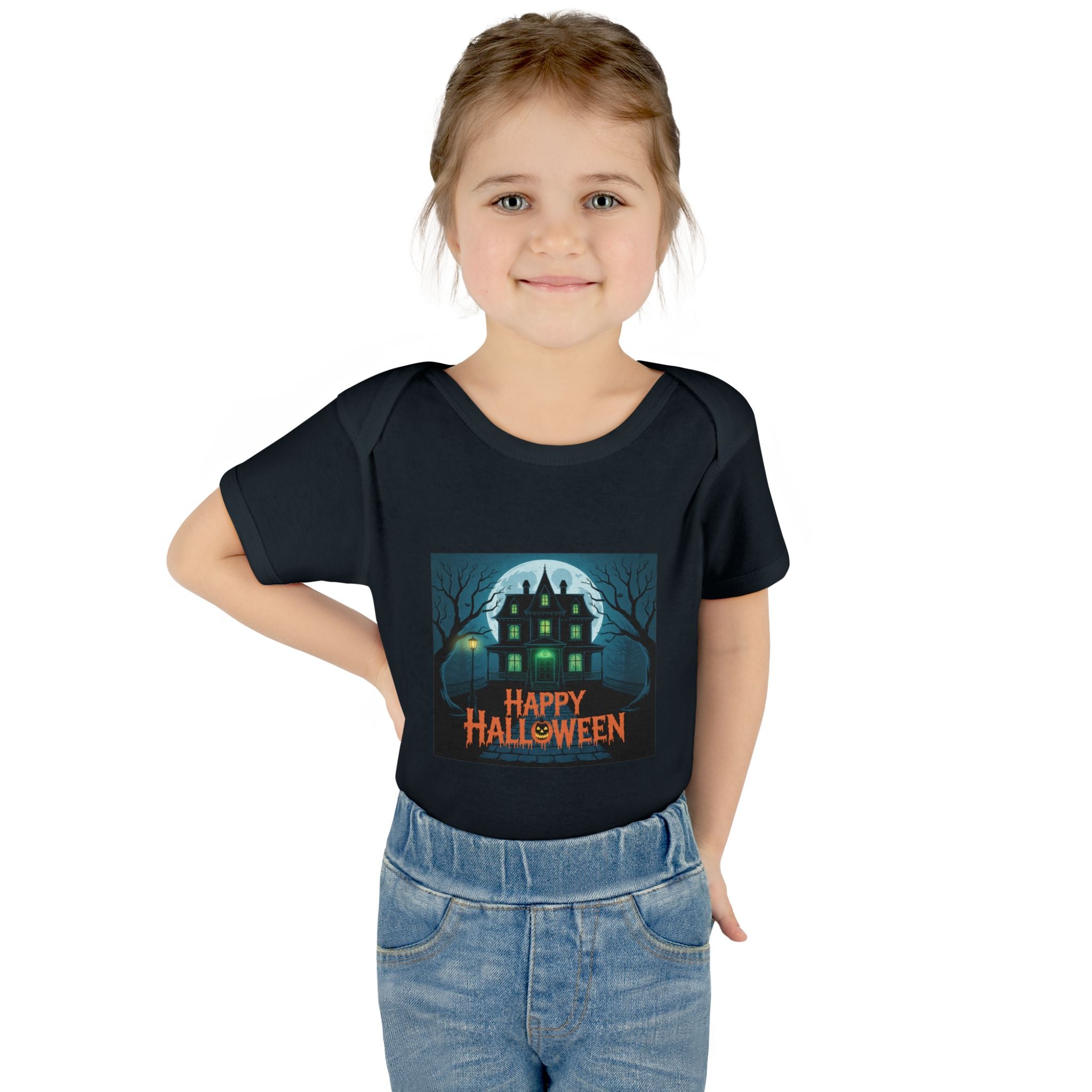 Spooky House Halloween Themed Baby Bodysuit Onesie