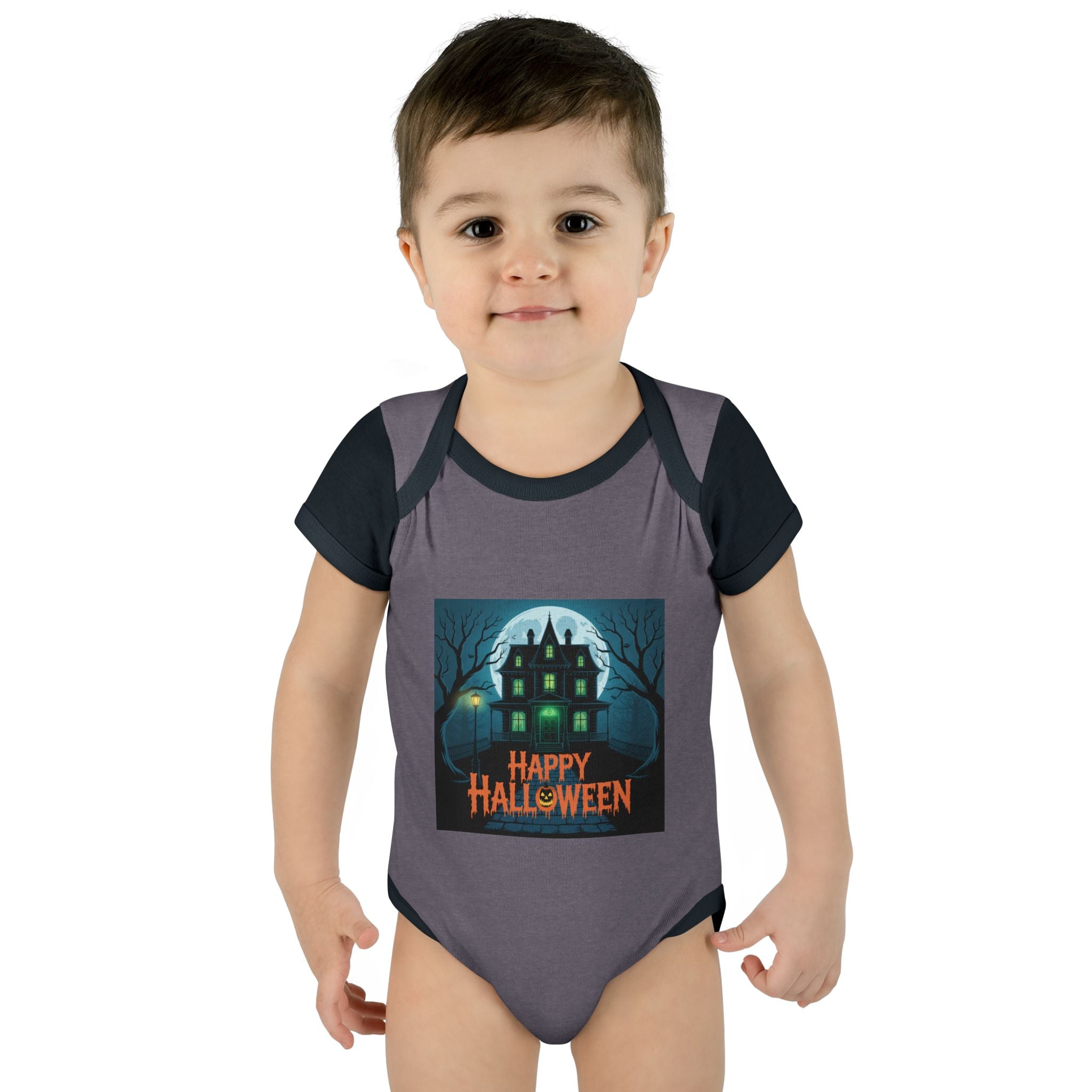 Spooky House Halloween Themed Baby Bodysuit Onesie