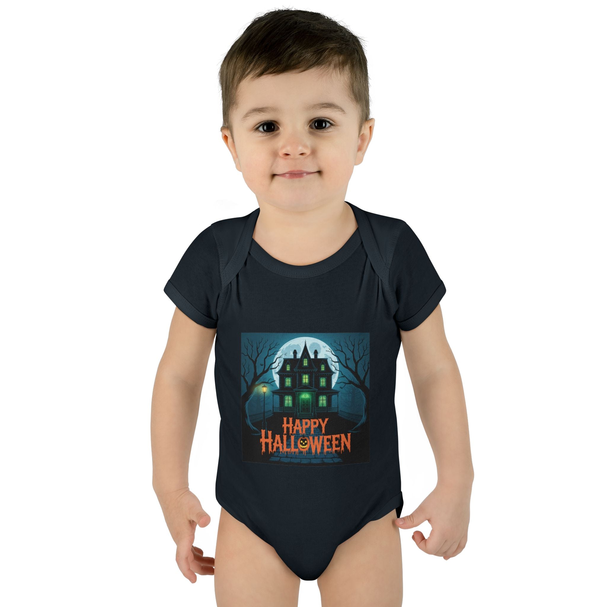Spooky House Halloween Themed Baby Bodysuit Onesie